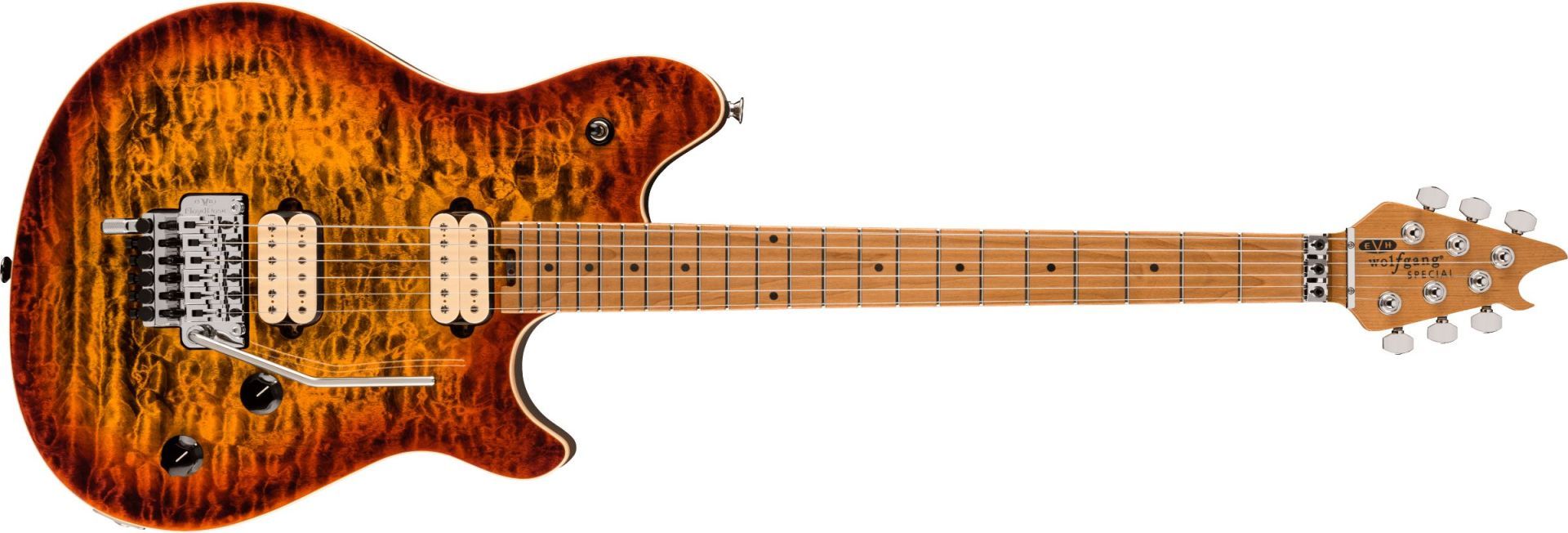 EVH Wolfgang Special QM Baked Maple Fingerboard Tiger Eye Glow